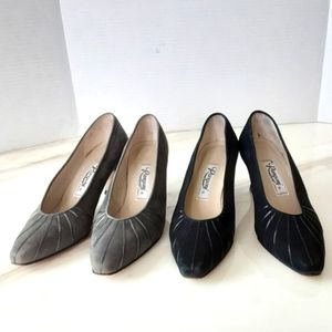 2 PAIR BUNDLE RANGONI OF FLORENCE SUEDE PUMPS GRAY AND BLACK SZ 5.5B